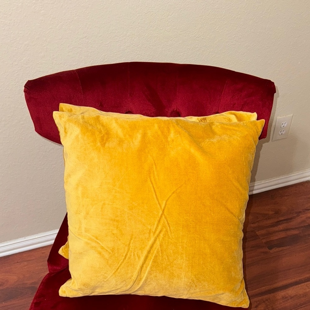 Yellow Gold Velvet Throw Pillows 20x20 Chic Accent Decor